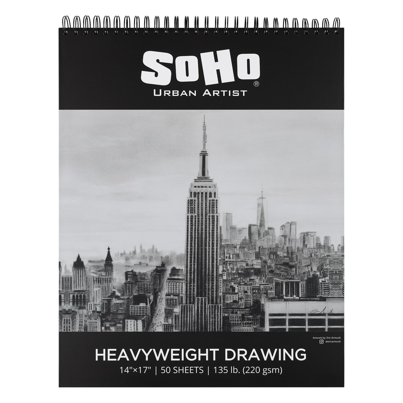 SoHo Urban Artist Hardcover Drawing Pad - 135 lb. (220gsm) Drawing Paper Pads for Artists, Travel, Illustrations, & More! - Single
